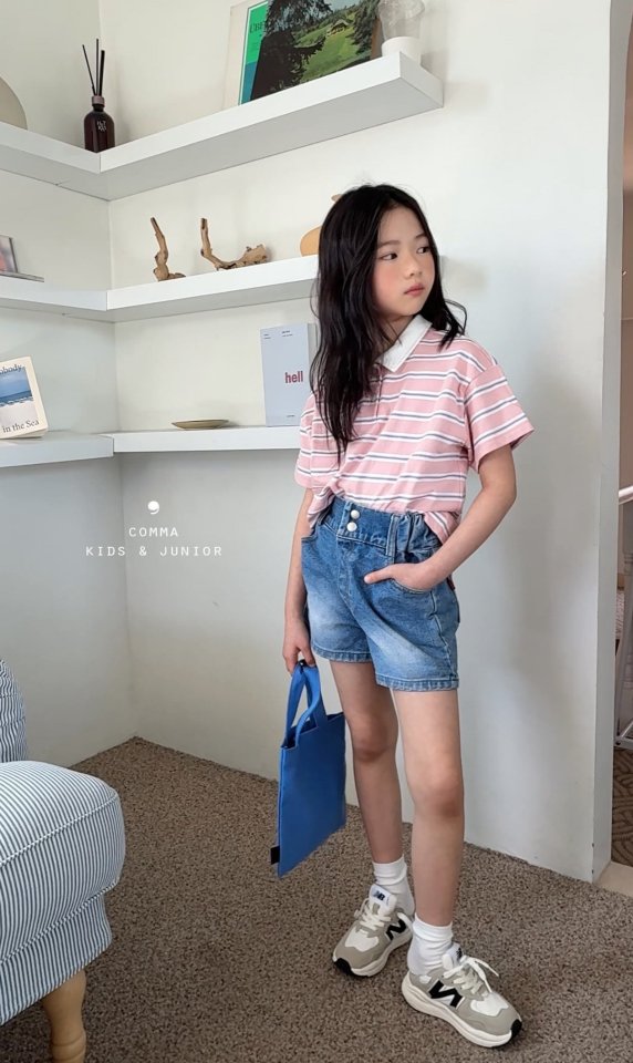 Comma - Korean Children Fashion - #childofig - Collat Stripe Tee - 6