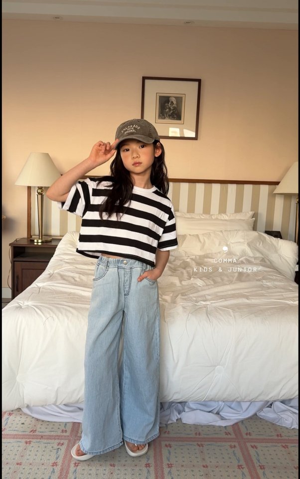 Comma - Korean Children Fashion - #designkidswear - Stirpe Crop Tee - 2