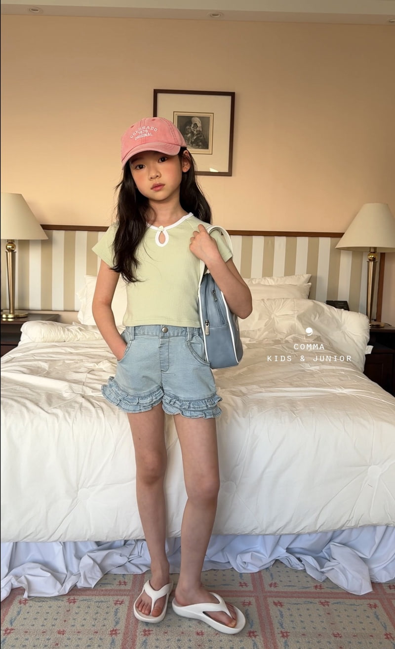 Comma - Korean Children Fashion - #discoveringself - Frill Cancan Pants Denim - 8
