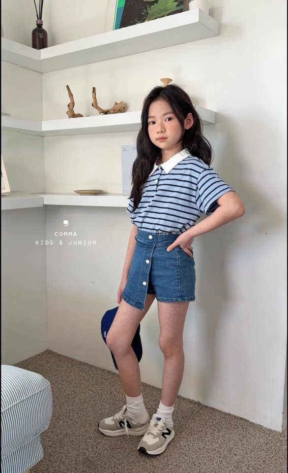 Comma - Korean Children Fashion - #discoveringself - Collat Stripe Tee - 10