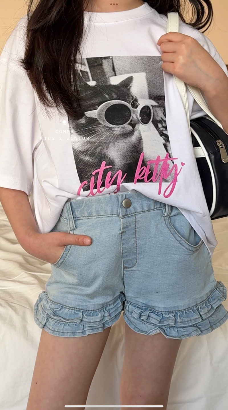 Comma - Korean Children Fashion - #fashionkids - Frill Cancan Pants Denim - 9