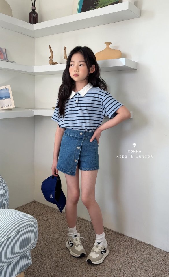 Comma - Korean Children Fashion - #fashionkids - Collat Stripe Tee - 11
