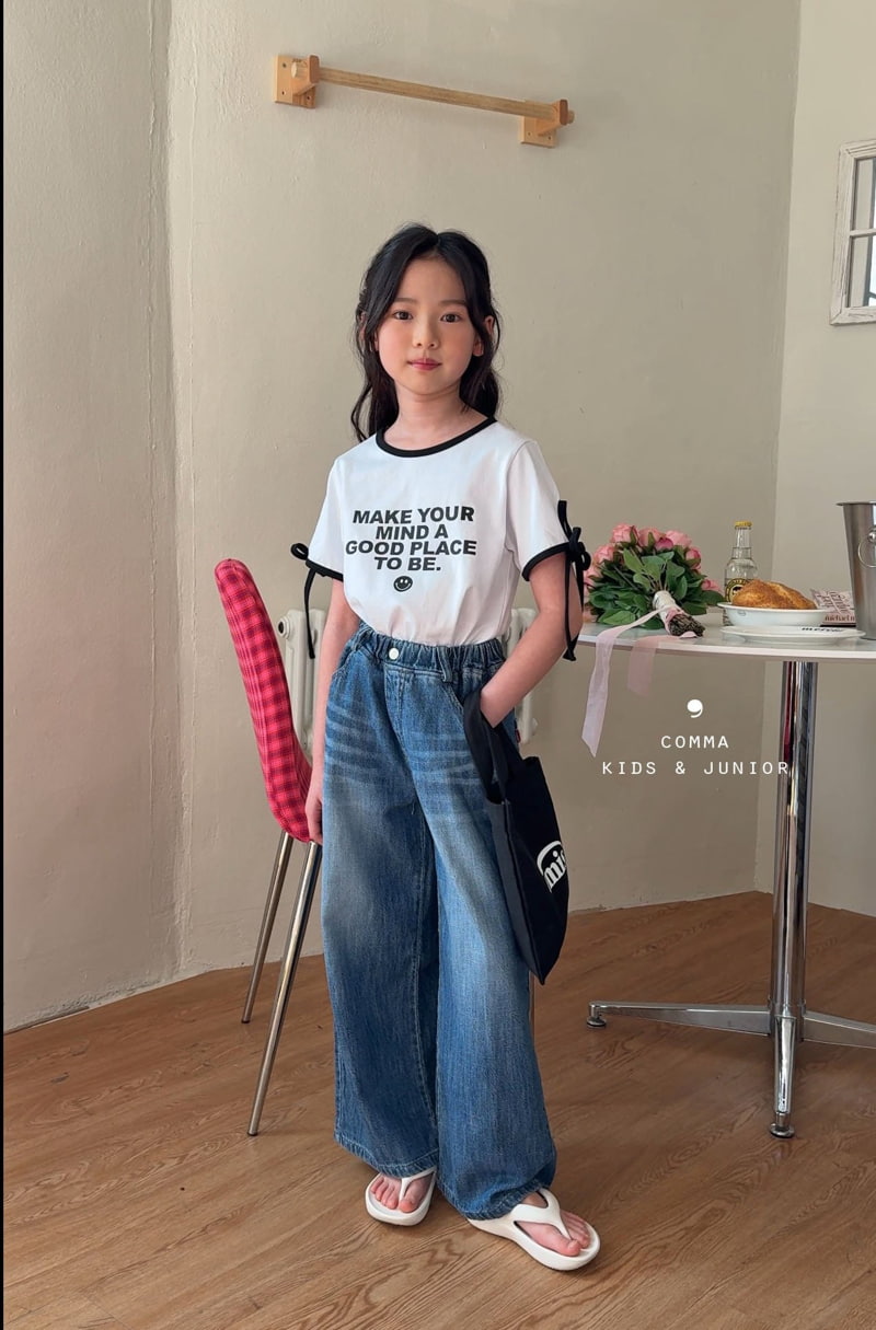 Comma - Korean Children Fashion - #kidsshorts - Sleeve Ribbon Tee - 2