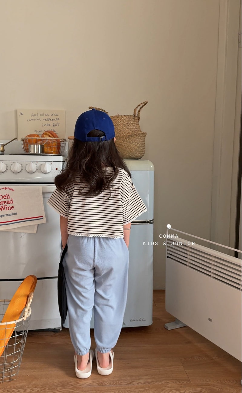 Comma - Korean Children Fashion - #magicofchildhood - Lace Stripe Tee - 3
