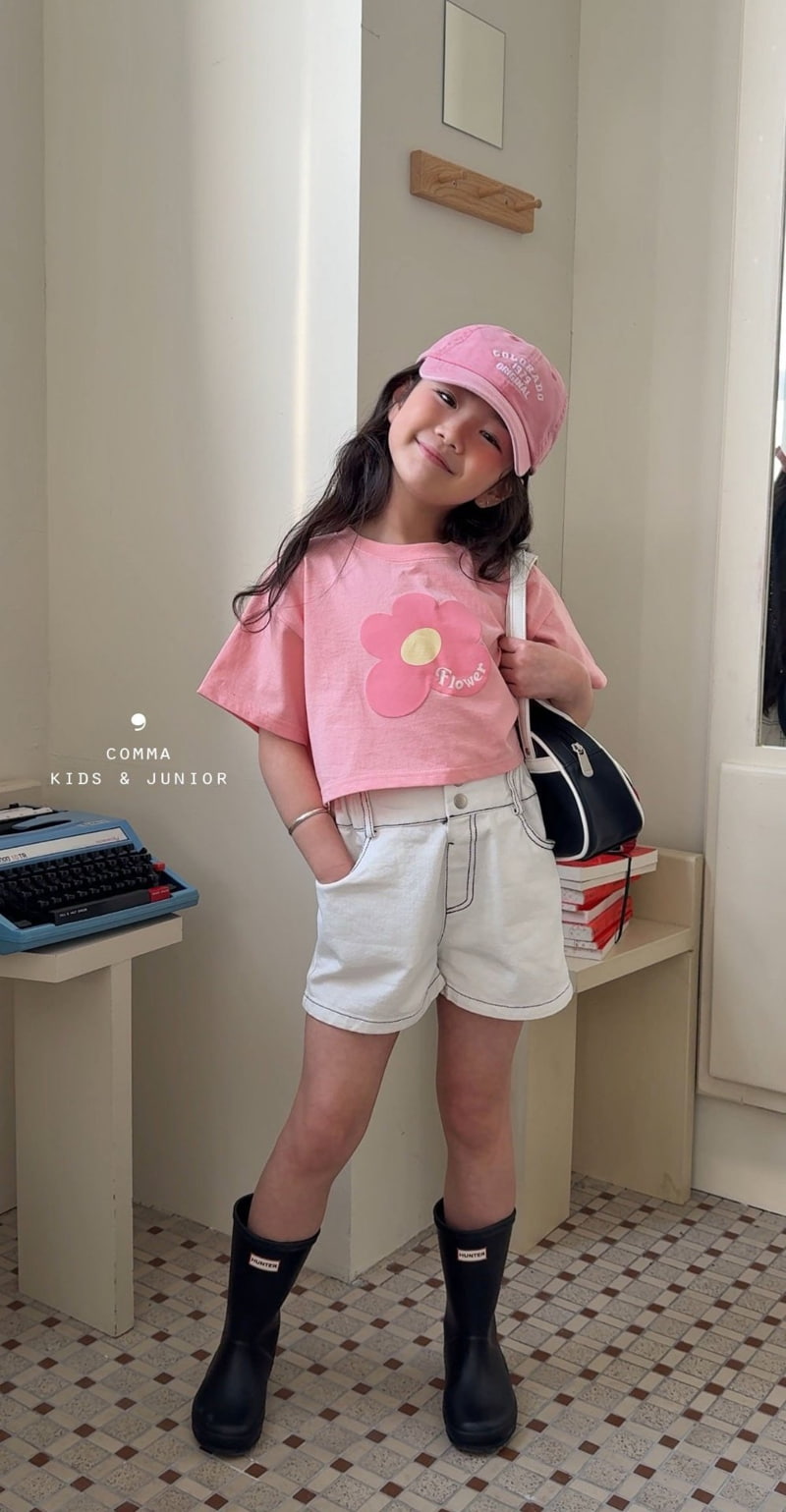 Comma - Korean Children Fashion - #minifashionista - Flower Cropped Tee - 10
