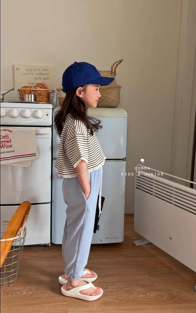 Comma - Korean Children Fashion - #magicofchildhood - Lace Stripe Tee - 4