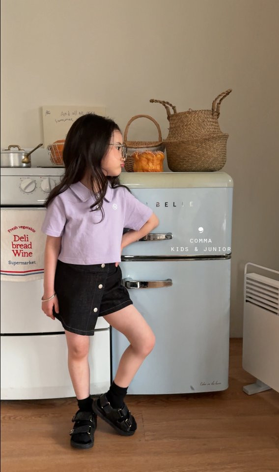 Comma - Korean Children Fashion - #stylishchildhood - Cropped PK Tee - 9
