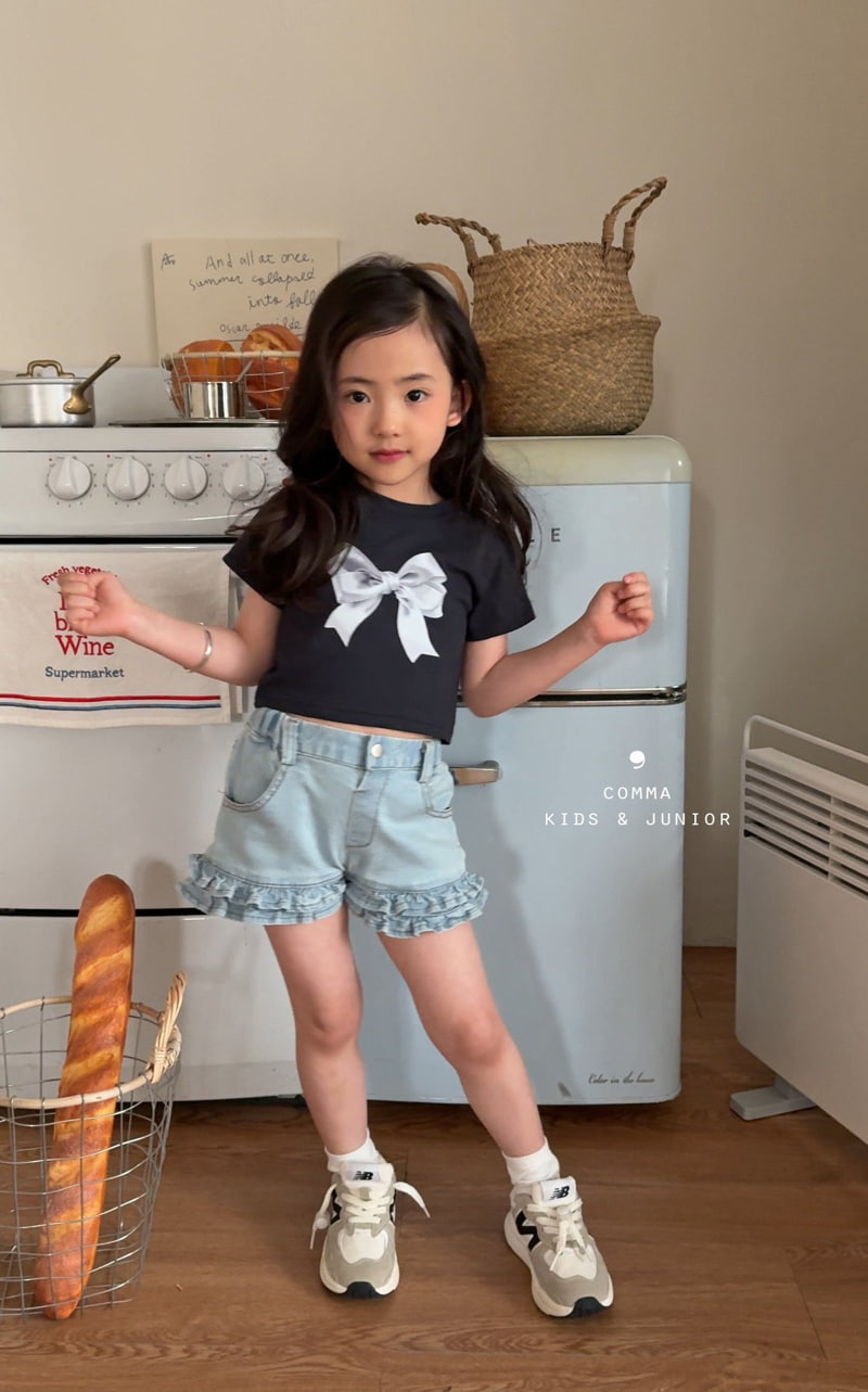 Comma - Korean Children Fashion - #todddlerfashion - Frill Cancan Pants Denim - 2