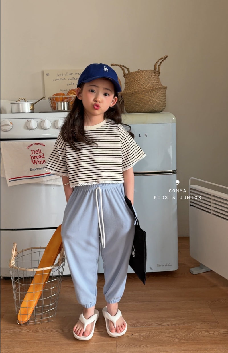 Comma - Korean Children Fashion - #todddlerfashion - Lace Stripe Tee - 6