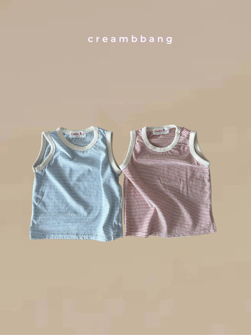 Cream Bbang - Korean Children Fashion - #designkidswear - Stripe Sleeveless