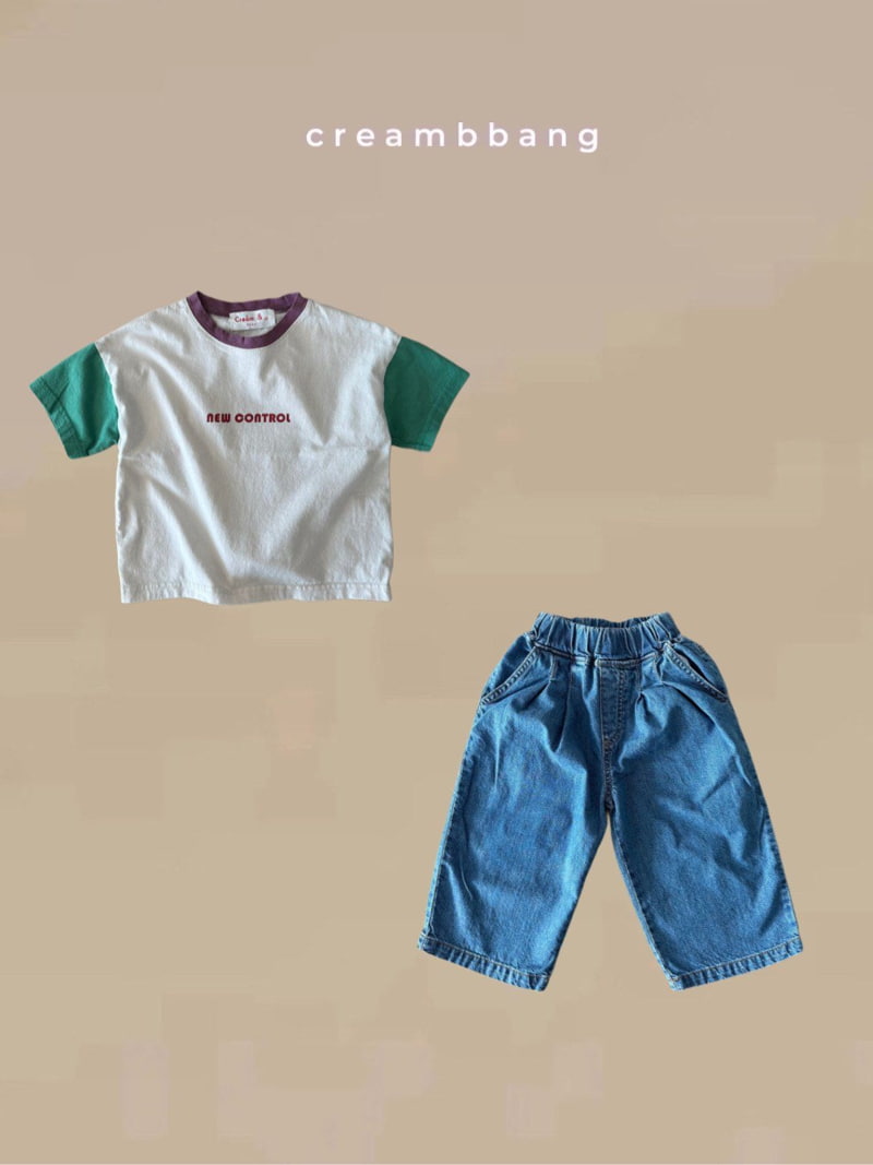 Cream Bbang - Korean Children Fashion - #littlefashionista - Summer Two-Tuck Wide Denim Pants - 3