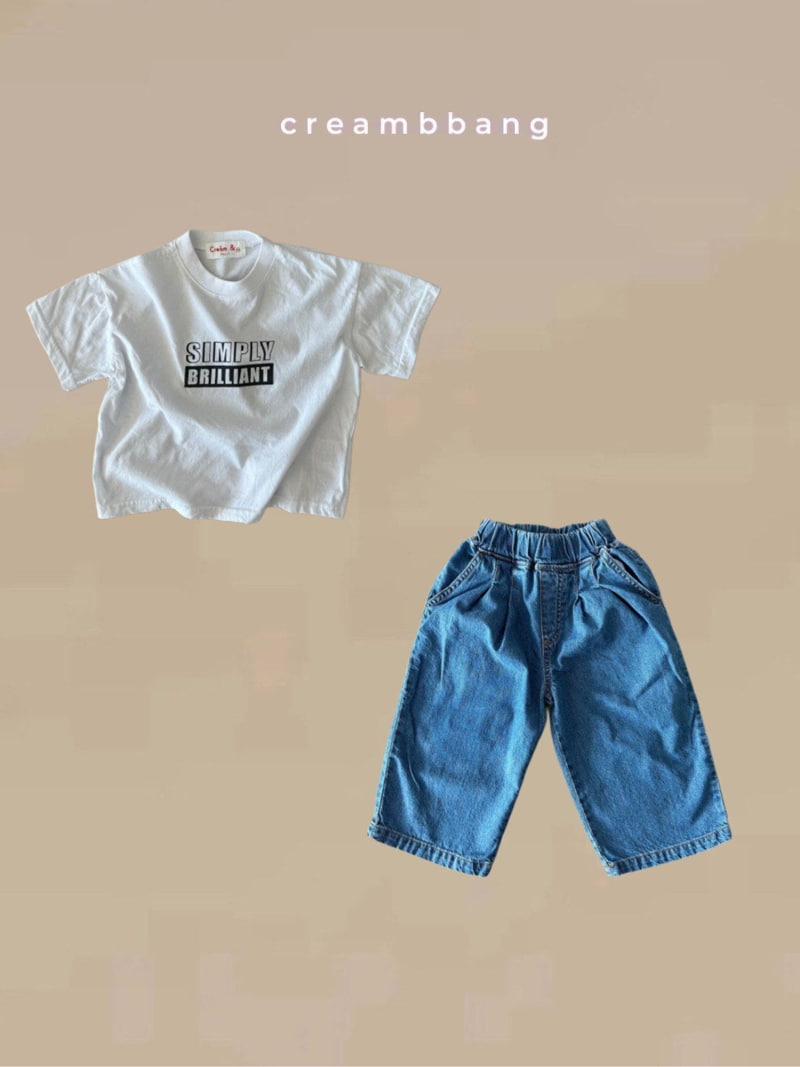 Cream Bbang - Korean Children Fashion - #littlefashionista - Summer Two-Tuck Wide Denim Pants - 4