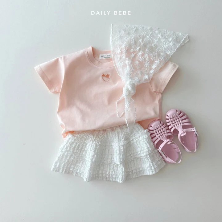Daily Bebe - Korean Children Fashion - #childofig - Heart Punching Short Sleeve Tee - 10