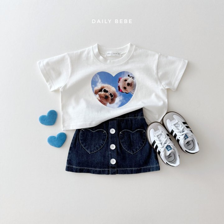 Daily Bebe - Korean Children Fashion - #childofig - Heart Denim Skirt - 6
