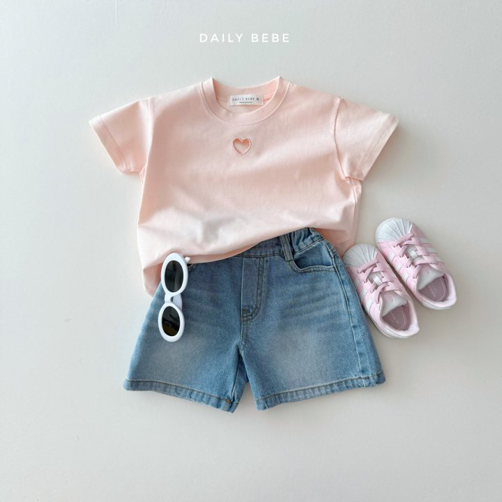 Daily Bebe - Korean Children Fashion - #childrensboutique - Heart Punching Short Sleeve Tee - 11
