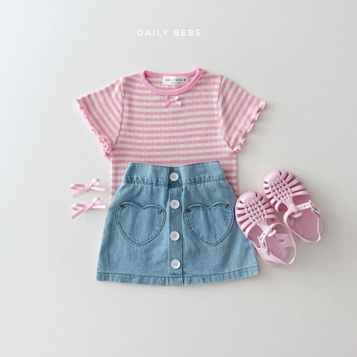 Daily Bebe - Korean Children Fashion - #childrensboutique - Heart Denim Skirt - 7