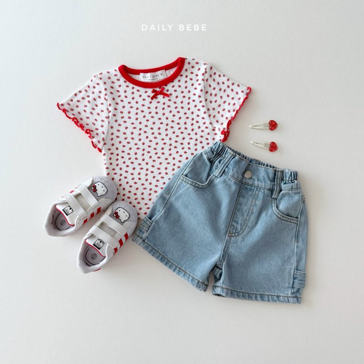 Daily Bebe - Korean Children Fashion - #designkidswear - Eyelet Short Sleeve Tee - 6
