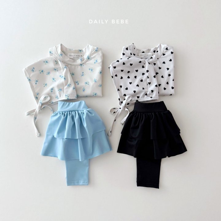 Daily Bebe - Korean Children Fashion - #discoveringself - Tiered Rashguard Swim Cap Set