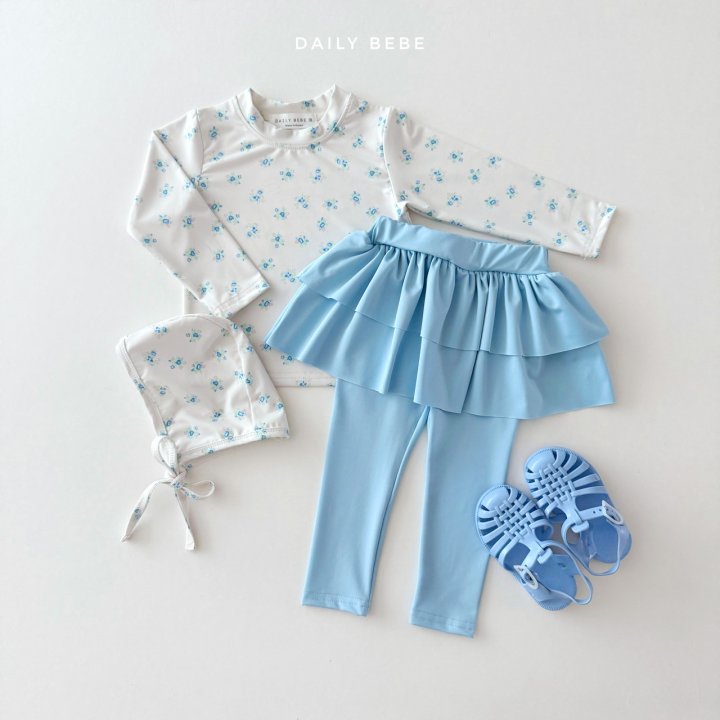 Daily Bebe - Korean Children Fashion - #fashionkids - Tiered Rashguard Swim Cap Set - 2