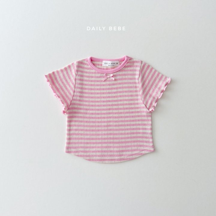 Daily Bebe - Korean Children Fashion - #kidsshorts - Eyelet Short Sleeve Tee - 9