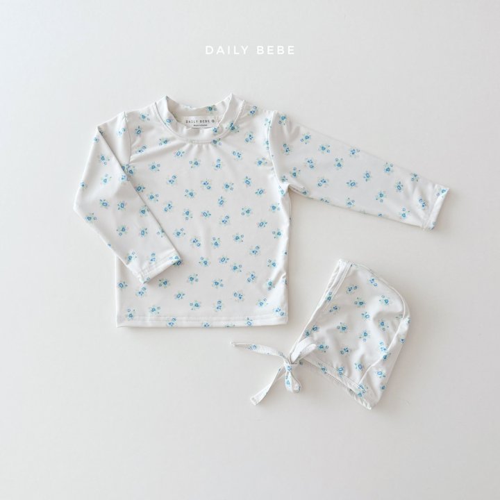 Daily Bebe - Korean Children Fashion - #kidsshorts - Tiered Rashguard Swim Cap Set - 3