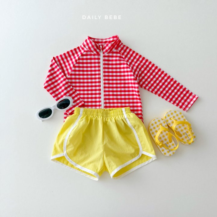 Daily Bebe - Korean Children Fashion - #kidsshorts - Check Swim Set - 2