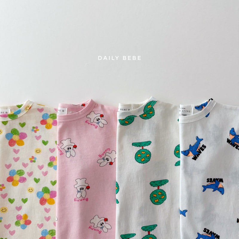Daily Bebe - Korean Children Fashion - #littlefashionista - Pattern Short Sleeve Tee