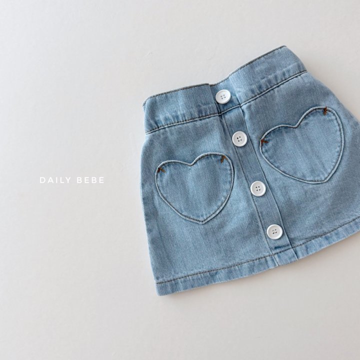 Daily Bebe - Korean Children Fashion - #magicofchildhood - Heart Denim Skirt - 2
