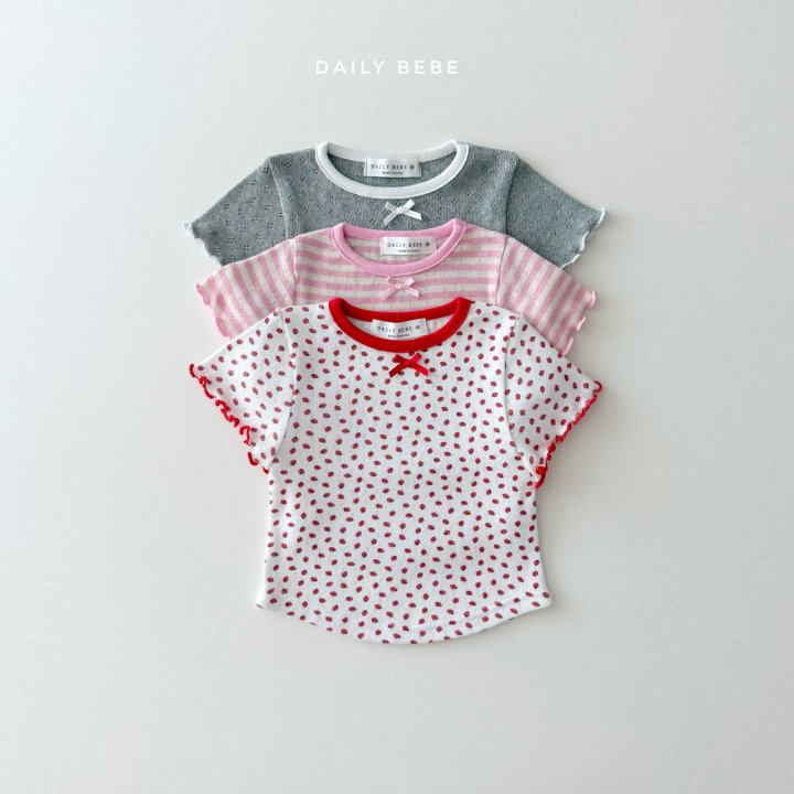 Daily Bebe - Korean Children Fashion - #minifashionista - Eyelet Short Sleeve Tee