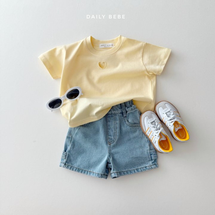 Daily Bebe - Korean Children Fashion - #minifashionista - Heart Punching Short Sleeve Tee - 5