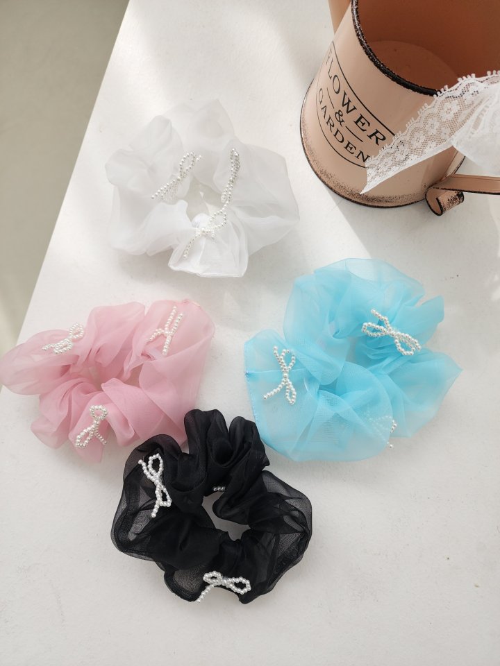 Dalla - Korean Baby Fashion - #babyboutique - Chiffon Pearl Hair Tie