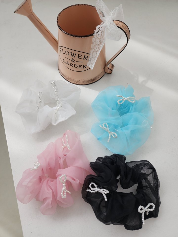 Dalla - Korean Baby Fashion - #babyboutiqueclothing - Chiffon Pearl Hair Tie - 2