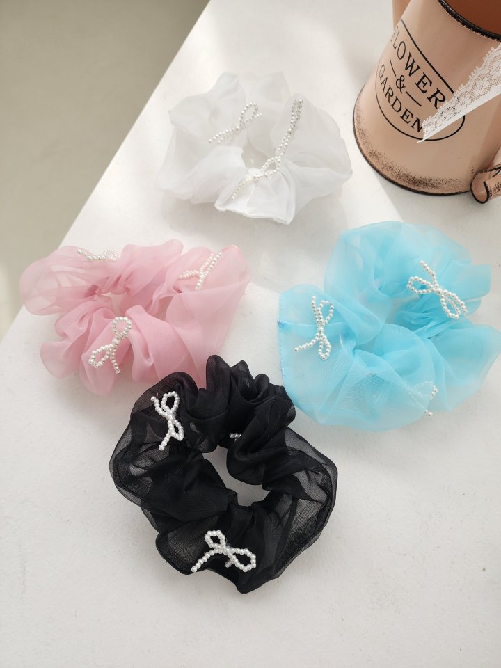 Dalla - Korean Baby Fashion - #babyclothing - Chiffon Pearl Hair Tie - 3