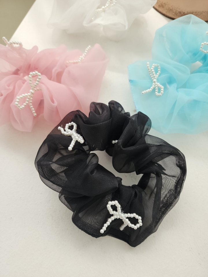 Dalla - Korean Baby Fashion - #babyclothing - Chiffon Pearl Hair Tie - 4