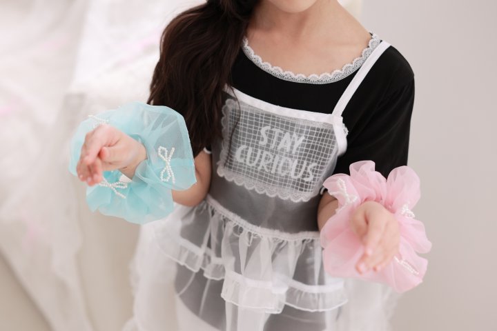 Dalla - Korean Baby Fashion - #babygirlfashion - Chiffon Pearl Hair Tie - 6