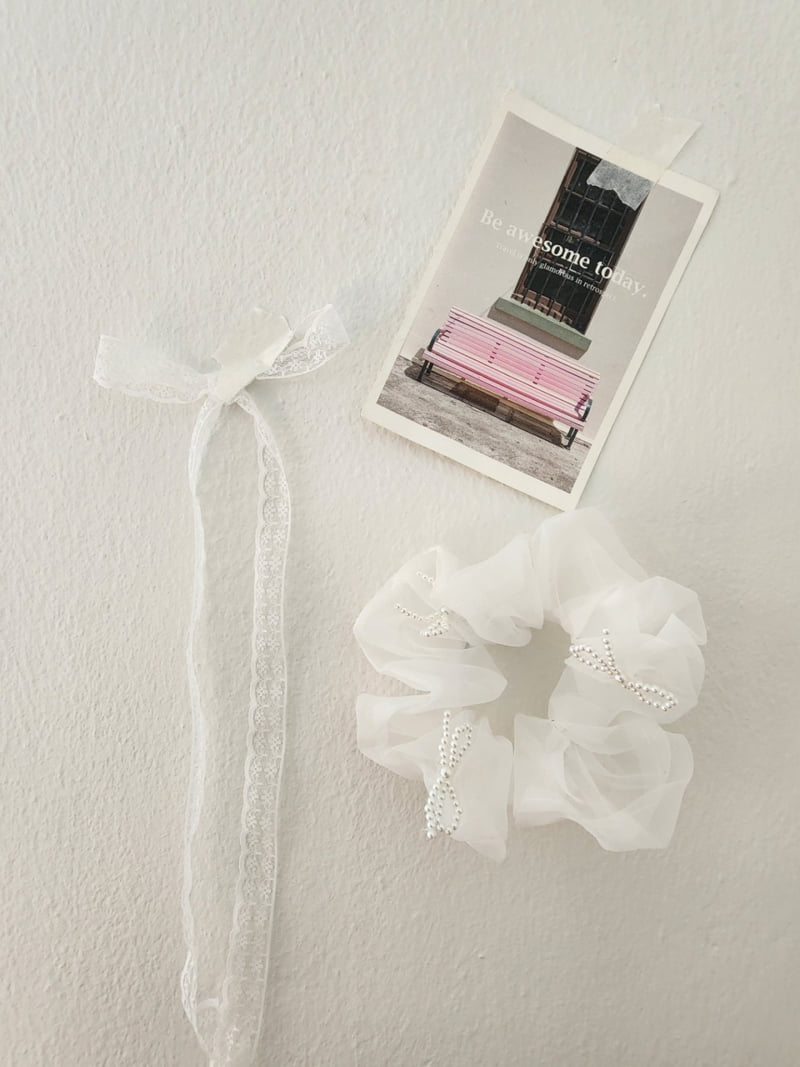 Dalla - Korean Baby Fashion - #babywear - Chiffon Pearl Hair Tie - 12