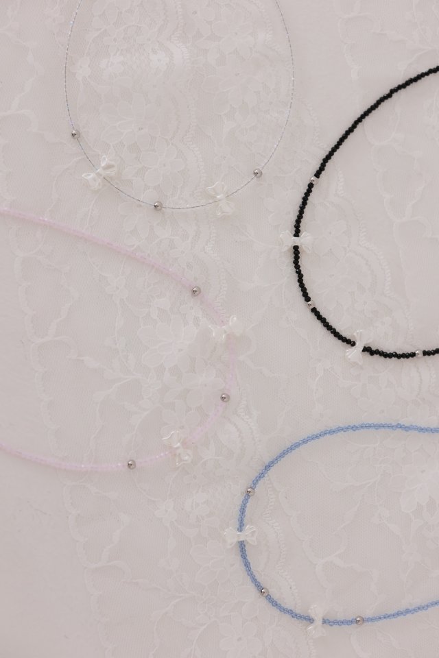 Dalla - Korean Baby Fashion - #onlinebabyshop - Bling Ribbon Necklace