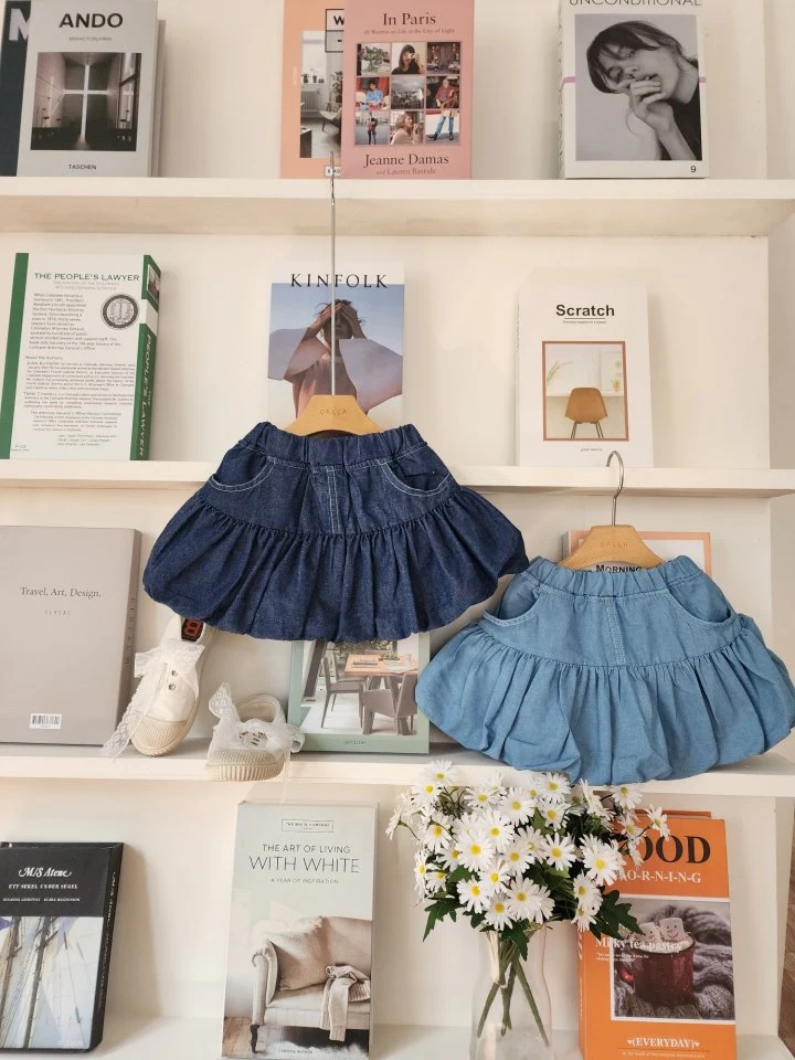 Dalla - Korean Children Fashion - #Kfashion4kids - Balloon Denim Skirt