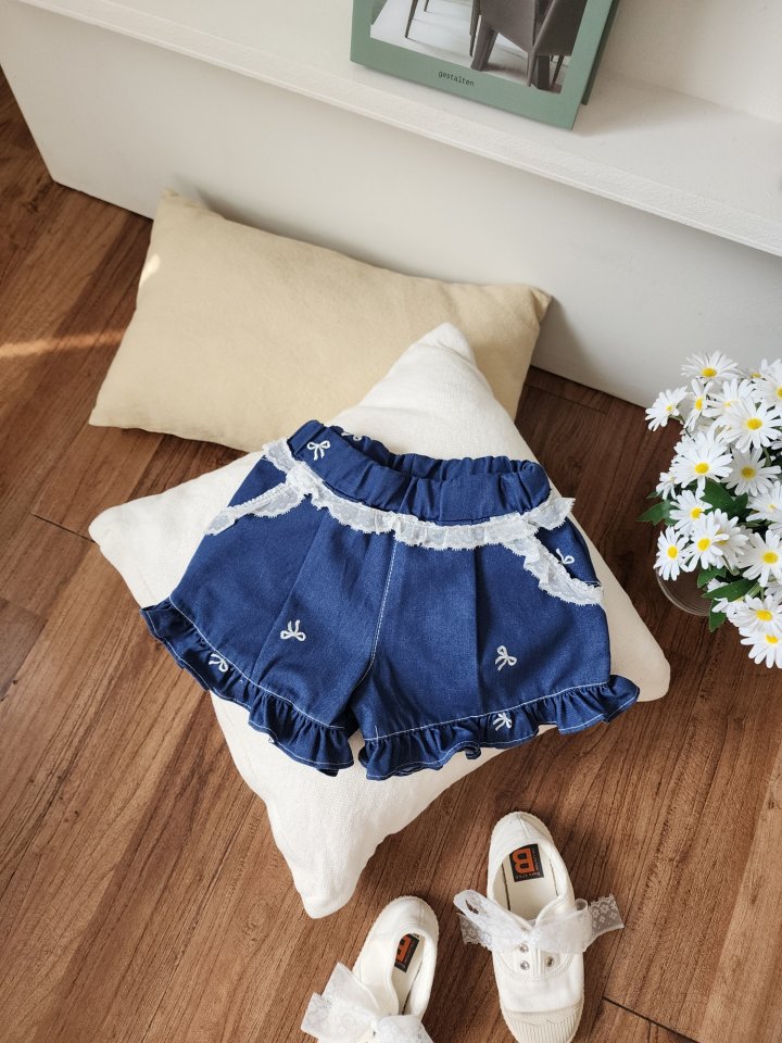 Dalla - Korean Children Fashion - #kidsshorts - Ribbon Embroidery Shorts