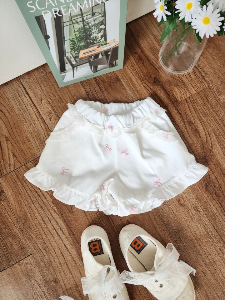 Dalla - Korean Children Fashion - #littlefashionista - Ribbon Embroidery Shorts - 5