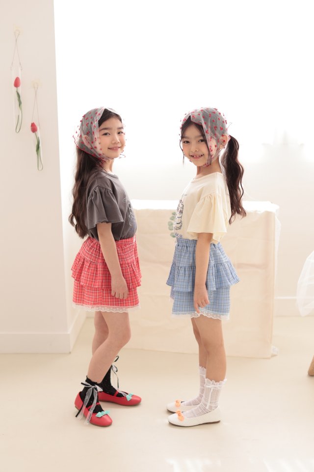 Dalla - Korean Children Fashion - #prettylittlegirls - Roro Check Skirt Pants - 9