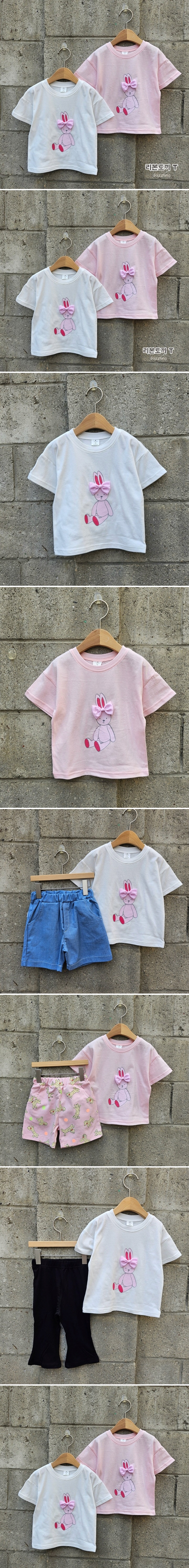 Dazzling - Korean Children Fashion - #littlefashionista - Ribbon Bunny Tee