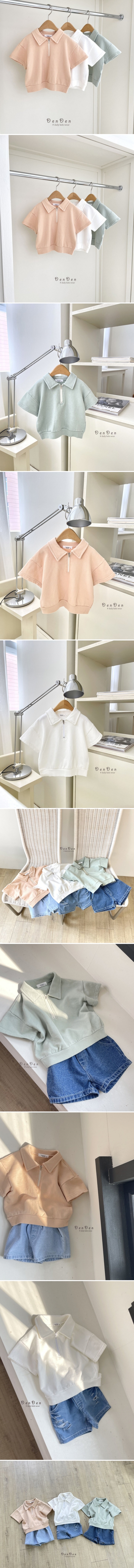 Denden - Korean Baby Fashion - #onlinebabyshop - Blanc Half-Zip Short Sleeve Tee - 2