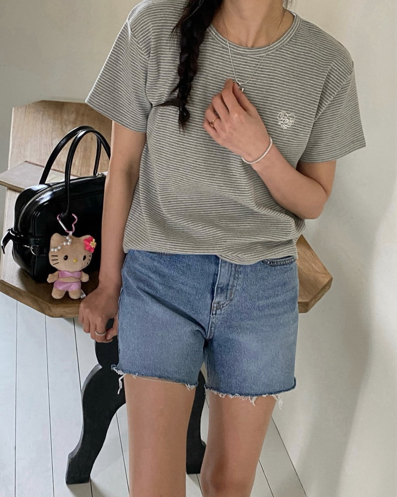 Diana - Korean Women Fashion - #momslook - Cotton Candy Stripe Tee - 11