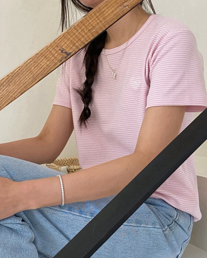 Diana - Korean Women Fashion - #momslook - Cotton Candy Stripe Tee - 3