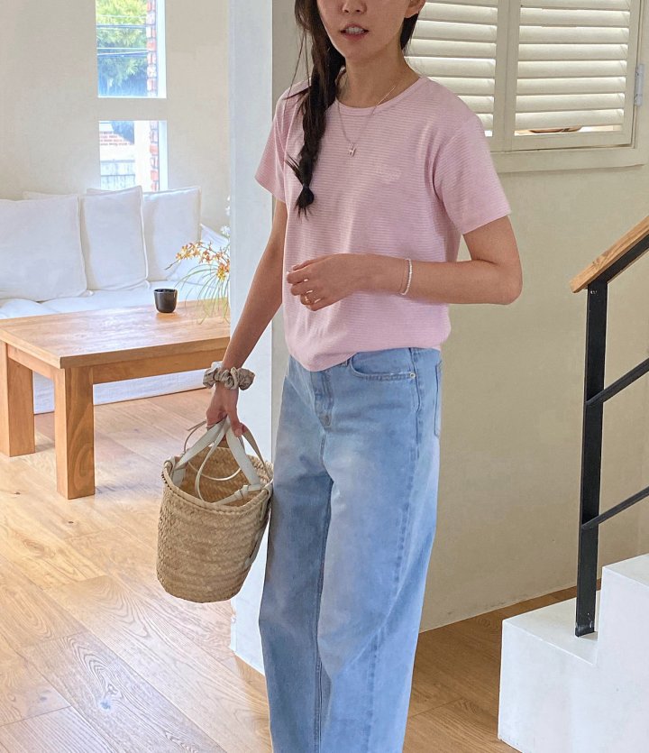 Diana - Korean Women Fashion - #momslook - Cotton Candy Stripe Tee - 7
