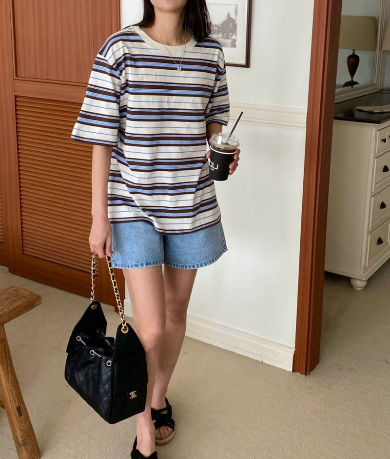Diana - Korean Women Fashion - #momslook - Nicky Stripe Tee - 11