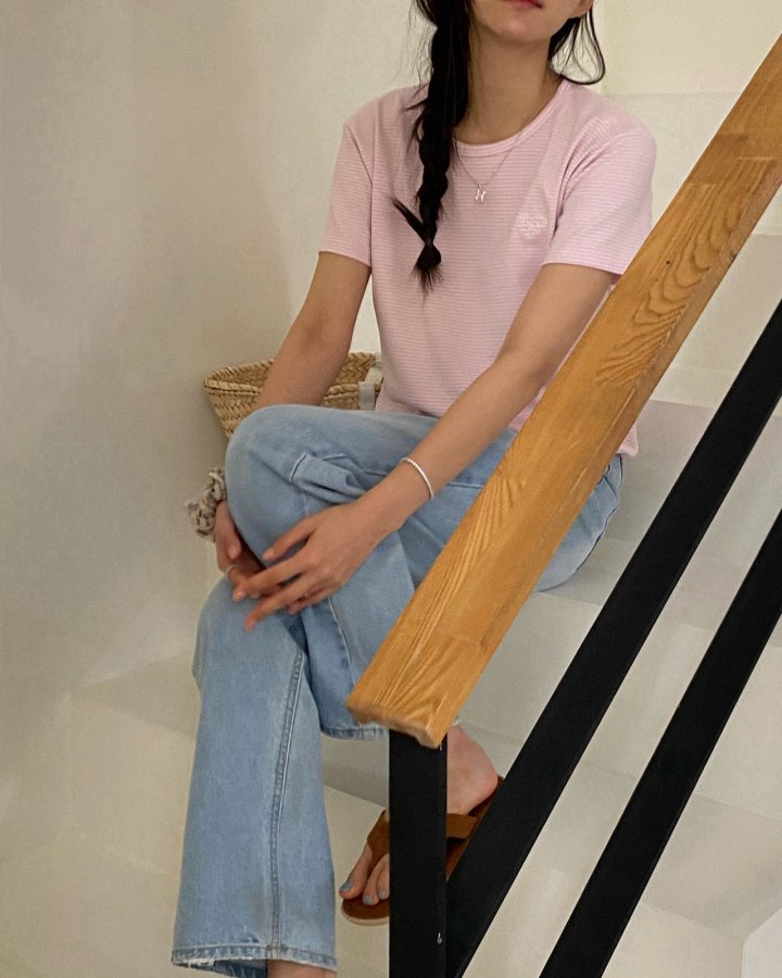 Diana - Korean Women Fashion - #momslook - Cotton Candy Stripe Tee - 4