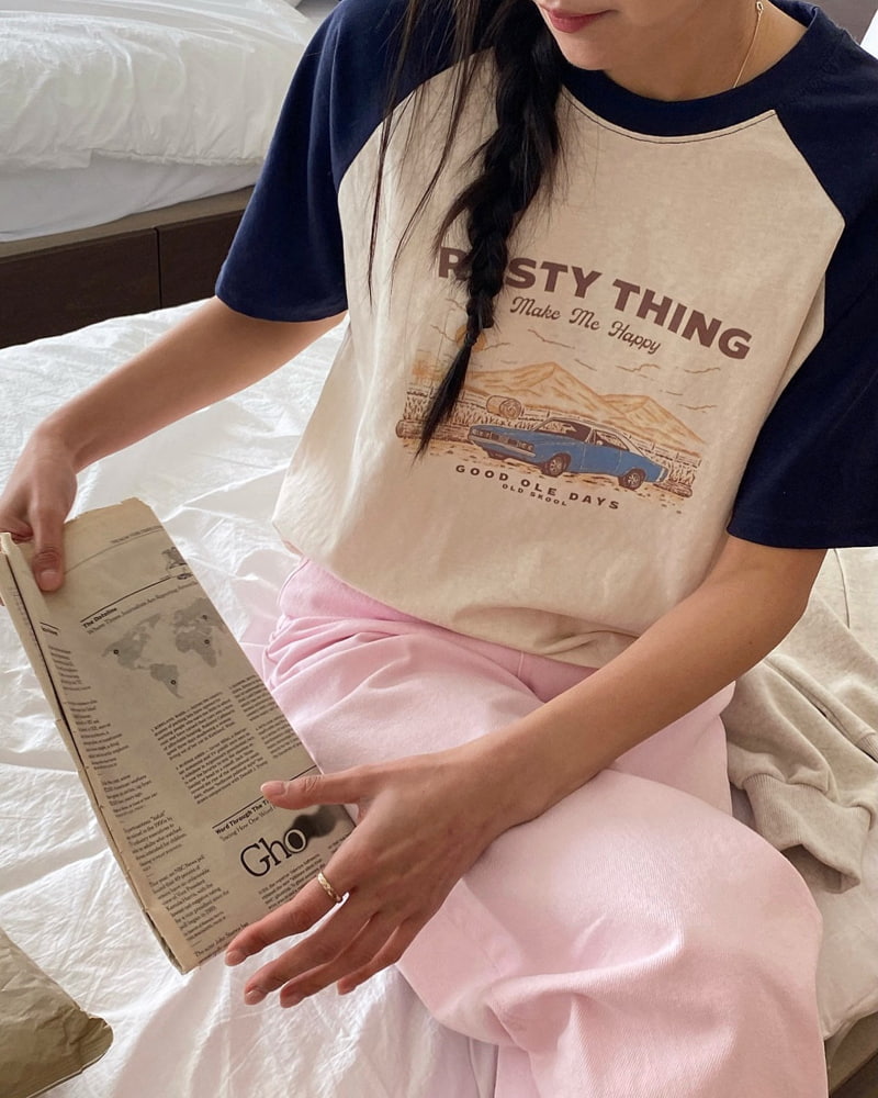 Diana - Korean Women Fashion - #womensfashion - Rusty Raglan Tee