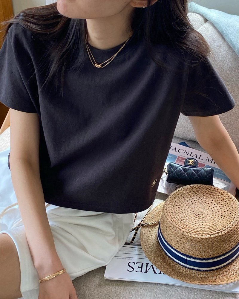 Diana - Korean Women Fashion - #womensfashion - Basic Crop Tee - 12